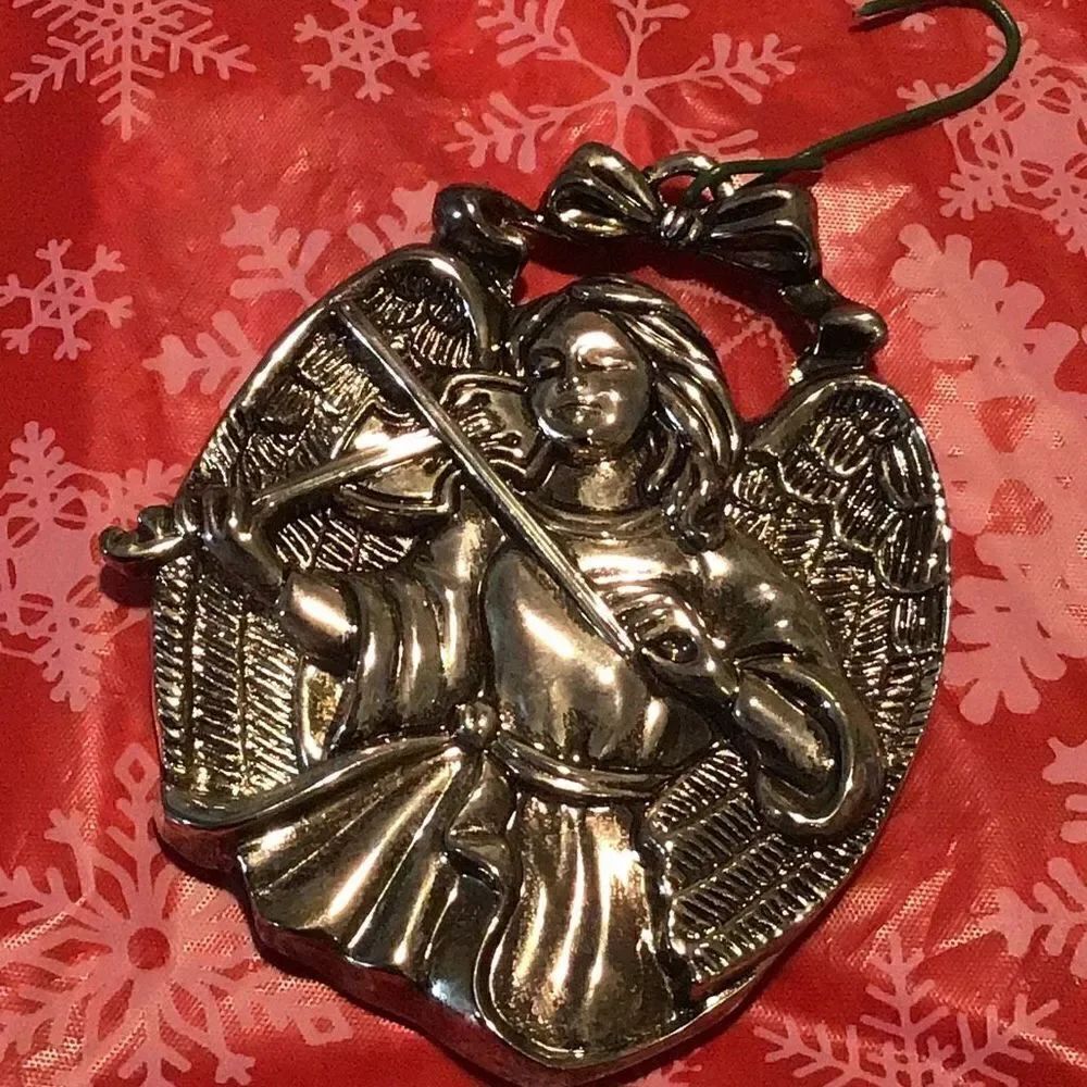 Ornament vintage Gorham silver plated angel playing violin
